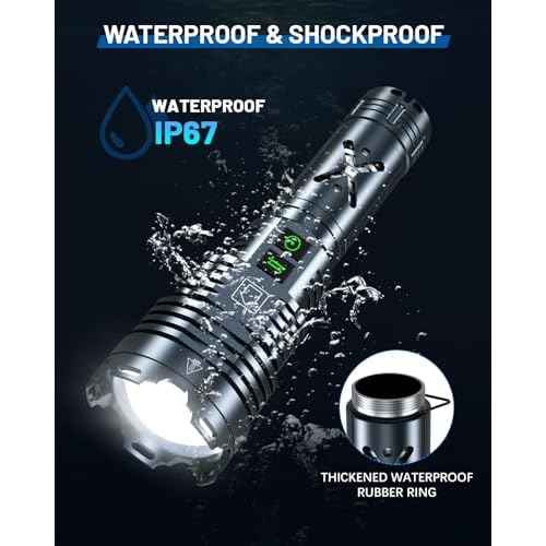 Super Bright 5500.000 High Lumens Flashlights Rechargeable, Powerful LED Flashlight 6 Mode, Zoomable Tactical Flashlights 5000mAh Long Life Battery, Anti-drop Wear-resistant for Home Emergency Camping