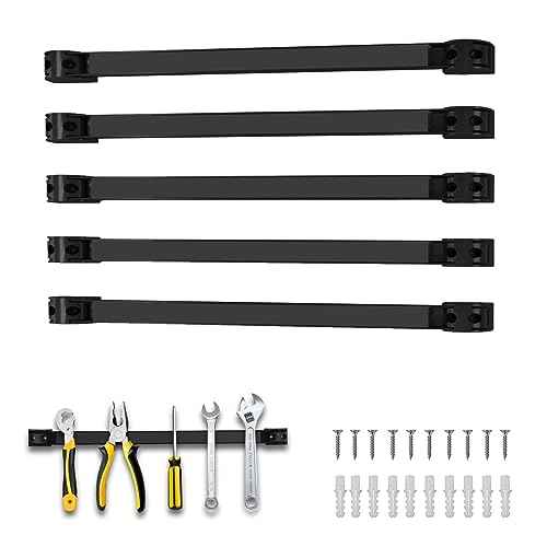 5 Pack Magnetic Tool Holder, Magnetic Strips Tool Magnet Bar PVC Coated for Garage Tool Organizer 16 In