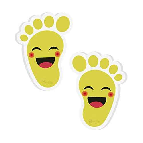 Beautyflier Yellow Cartoon Kids Footprint Stickers (20 Pairs) - Waterproof PVC Material, Self-Adhesive, Social Distance Guides for Nursery, Party, School, Wall & Floor Decor