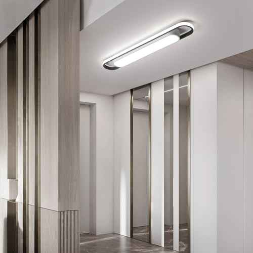 Modern LED Ceiling Light,28.3" Flush Mount Ceiling Lamp,40W 6500K Linear Metal Ceiling Chandeliers Lighting Fixture for Laundry Garage Kitchen Bedroom Dining Room Hallway Closet Aisle