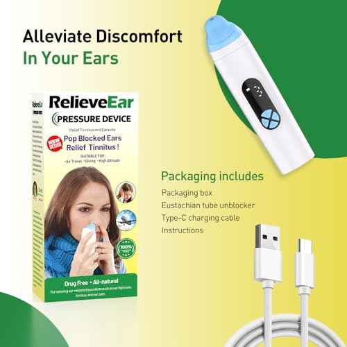 Eustachian Ear Pressure Balancer, Tinnitus Relief for Ringing Ears | Air, Dive and Altitude Use | Safe Ear Relief | White