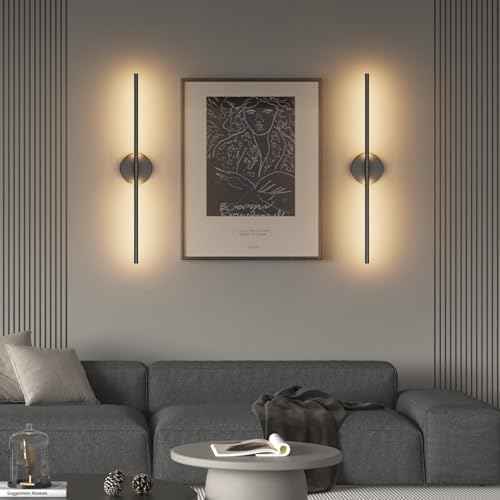 Black Wall Sconce for Bathroom 28In Hardwired Vanity Light Fixture 3000K Indoor Bathroom Sconce Over Mirror 360¡Æ Rotate for Living Room