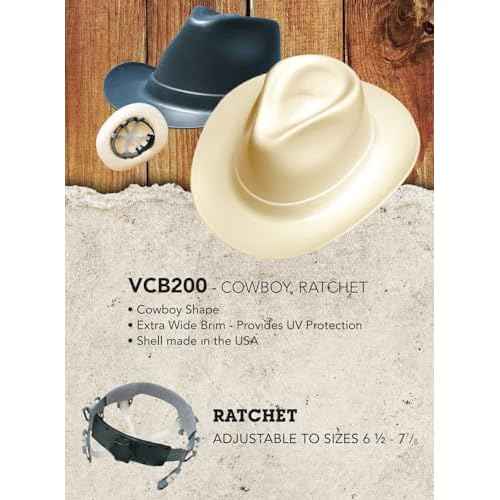 OccuNomix VCB200-06 Vulcan Cowboy Style Hard Hat with Ratchet Suspension, Black, One Size