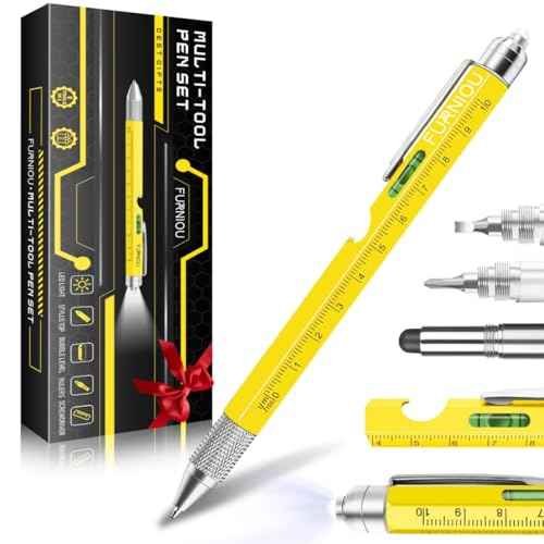 Stocking Stuffers Gifts for Men Women, Birthday Gift from Daughter Son Wife, 9 In 1 Multi-Tool Pen Set Christmas Gifts for Dad Grandpa Husband Boyfriend, Cool Unique Tools Gadgets for Men, Yellow