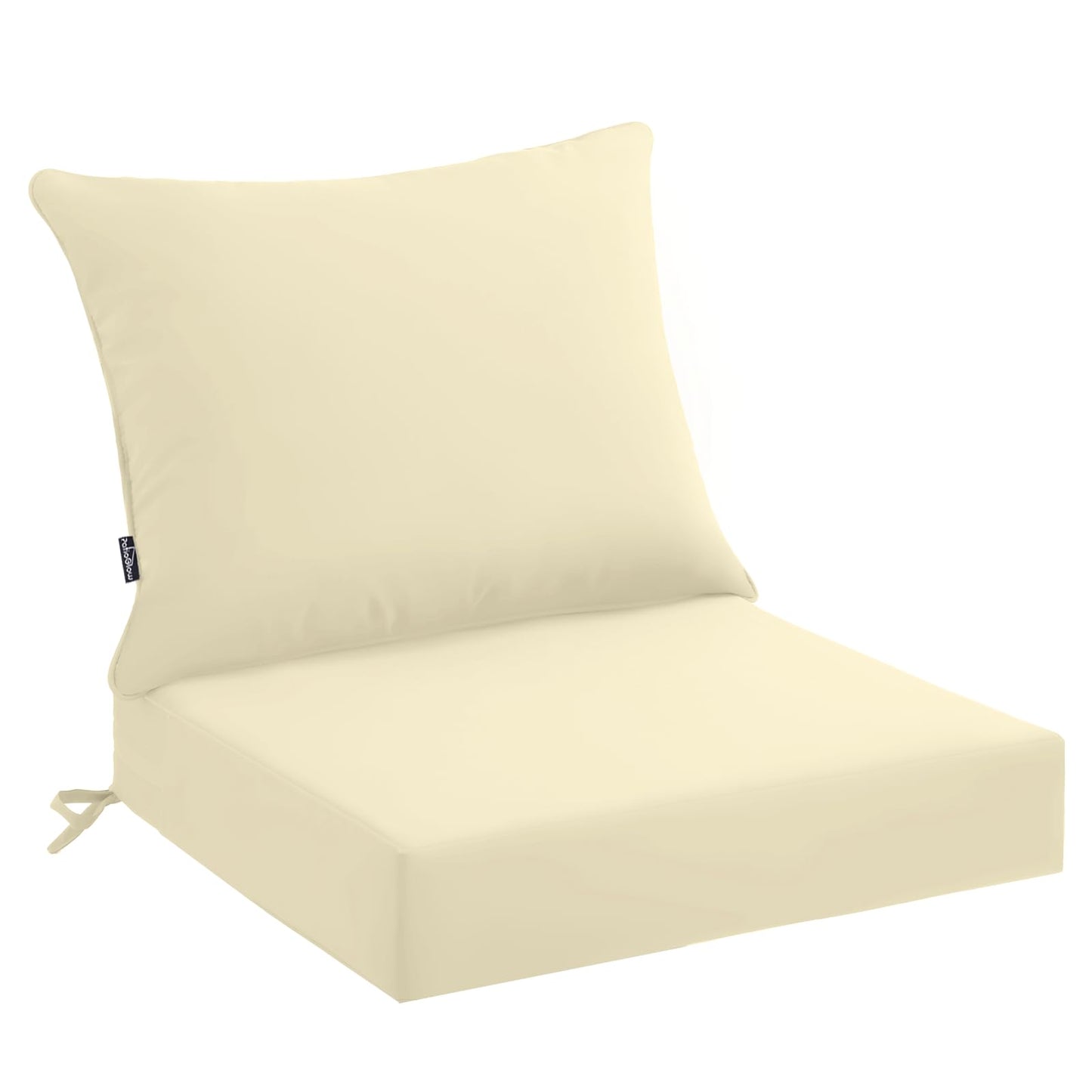 PatioGlow Outdoor Seat Cushion Set 22 x 24 x 4 Inch, Waterproof & Fade Resistant Patio Furniture Cushions with Removable Cover and Ties, Thick Deep Seating Pads for Outside Chair Sofa Couch, Yellow