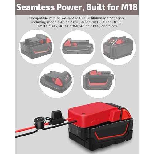 1-Pack 18V for Milwaukee M18 Battery Adapter for Power Wheels Battery Upgrade Conversion Kit with Switch Fuses Wire Connectors 12AWG Wire Power Tool Drill Battery Converter Adapter for DIY RC Car, Etc