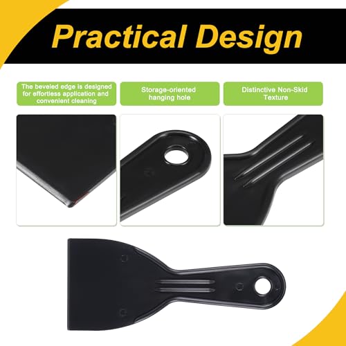 4 Pcs Putty Scraper 4" ABS Plastic Spatula Drywall Patch Repair Spreader Wall Covering Smoother Black