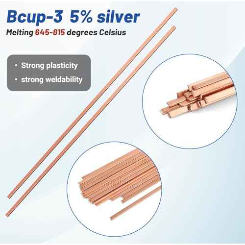 20 Sticks 5% Silver Solder Brazing Rods BCuP-3 Copper Phosphor Alloys Welding Rods 0.050" x 1/8" x 10" Brazing Rods