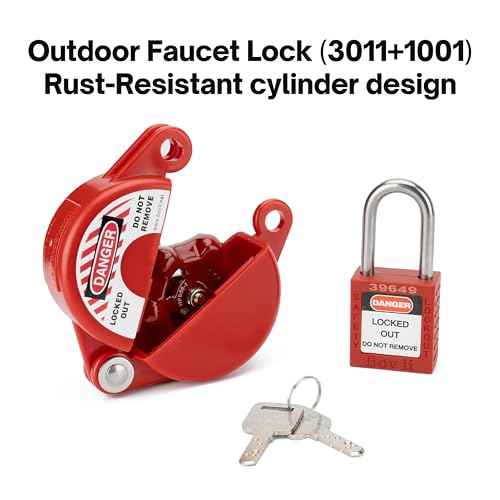 Gate Valve Lockout with Safety Padlocks, 3 Set, Outdoor Water Hose Faucet Lock for 1 to 2-1/2 in Dia Valve Handles,Water Spigot Lock Outside, for Outdoor Garden Use