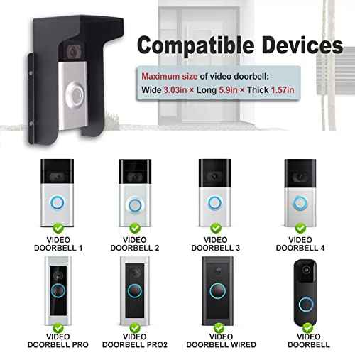 Doorbell Rain Cover Ring Doorbell Anti-Glare, Steel Weather-Blocking Cover Glare Sun Shade Protection for Most Video Doorbells