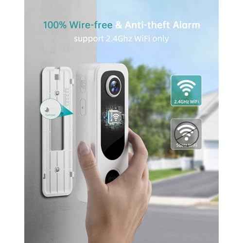 ZUMIMALL Doorbell Camera Wireless - 2K Video Doorbell Wireless with Chime, 2 Way Audio, Voice Changer, 30s Voice Message, Anti-Theft, AI Detection, Only 2.4GHz WiFi, Battery Powered, Work with Alexa