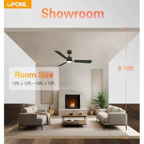 Black Ceiling Fan with Light 52inch, Low Profile, Remote Control, Downrod Mount, Noiseless, Reversible, 6CCT, Dimmable, 6 speeds, Timeable, Ceiling Fans with Lights for Living Room, MDF