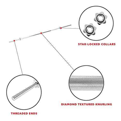 Sunny Health & Fitness 60-Inch Chrome Barbell Bar or High-Density Foam Barbell Pad ? Strength Training Gear for Squats, Deadlifts, Hip Thrusts, Bench Press, Lunges & Full-Body Home Gym Workouts