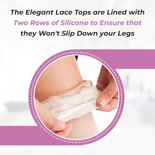 ITA-MED Sheer Thigh High Compression Stockings for Women, 20-30 mmHg Medical Compression Socks, Closed Toe