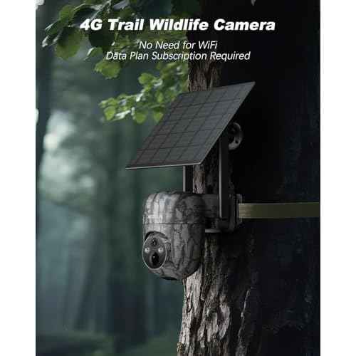 Xega 4G Cellular Solar Powered Wildlife Camera with SIM Card, 2K Trail Camera Outdoor, No WiFi Game Cam with Remote Access Night Vision Live Streaming Motion Detection, Only Support The Built-in SIM