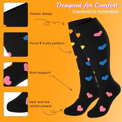 Plus Size Compression Socks for Women & Men 3 Pairs, Wide Calf Extra Large 20-30 mmHg Knee High Support Socks for Travel, Running, Nurse