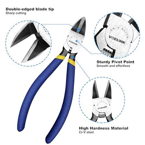 VCELINK Wire Cutter, 6-inch Side Cutter, CR-V Small Flush Cutter, Professional Small Wire Cutter with Spring-loaded for Artificial Flowers, Floral, Jewellery Making, and DIY Model Making