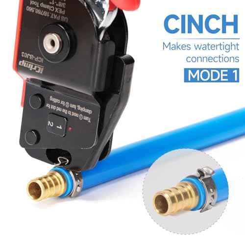 iCrimp ICP-BJ03 PEX Clamp Tool for Cinch and Removal of 3/8-in, 1/2-in, 3/4-in and 1-in PEX Clamp Rings, One-handed PEX Crimping Tool