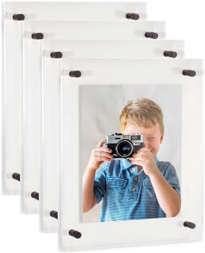 ArtToFrames 15x30 Inch Double Panel Floating Acrylic Picture Frame (Full Frame is 19x34) comes with Black Standoff Hardware, Made in the USA, 4 Pack