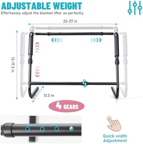 Blanket Lifter for Feet on The Bed–Height & Width Adjustable Bed Cradle for Feets, Keep Blankets Off Feet with Stable Triangle Structure, Anti-Slip Design & Convenient Storage