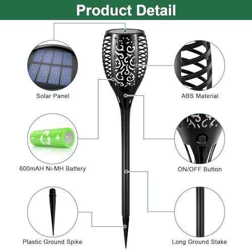 Upgraded Larger Solar Lights Outdoor - 6 Pack 51 LED Solar Torch Lights with Flickering Flame for Garden Decor Higher 23" Yard Lighting Waterproof Tiki Torches for Outside Lawn Patio Pathway