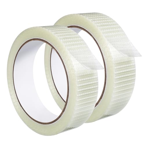 2 Pack Clear Duct Tapes Heavy Duty, Transparent Duct Tape Waterproof Tape High Performance Weather Resistant Tapes Industrial Grade for Residential, Commercial (1 in x 22 Yards)