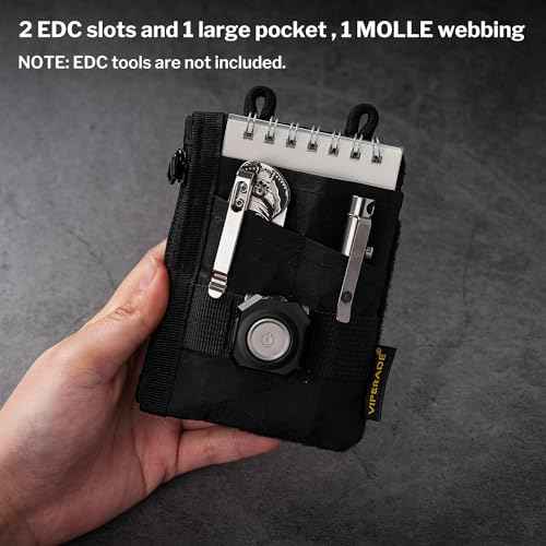 VIPERADE VE18-S Small EDC Pouch, Mini EDC Pocket Organizer for Men, EDC Pocket Organizer, 3 Slots with 2 Zipper Pockets Multitool Pouch