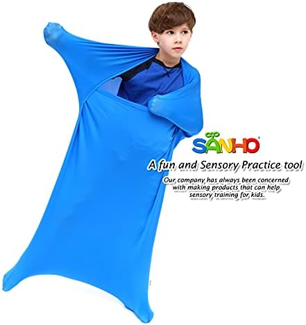 SANHO Premium Sensory Sock,Body Sock,Updated Version, X-Large, 70" L x 28" W, Good for Height: 65"-75" Blue