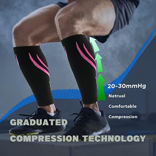 Calf Compression Sleeve for Men & Women 20-30 mmHg, Leg compression Sleeve, Footless Compression Socks (1 or 2Pair)