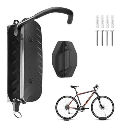 Foldable Bike Rack 1-Pack, Space Saving Vertical Bike Wall Mount with Adjustable 150¡Æ Rotating Hanger, Easy Garage, Indoor, or Shed Installation