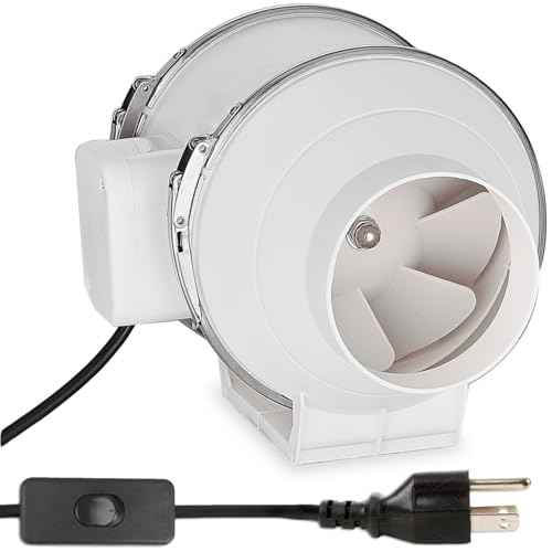 4 Inch Duct Fan with Switch - Modunful Inline Ventilation Exhaust Fan 3-pin AC, 180 CFM Duct Intake High Efficiency Air Fan for Vent Bathroom, Kitchen, Grow Tent, Hydroponics, 3D Printer