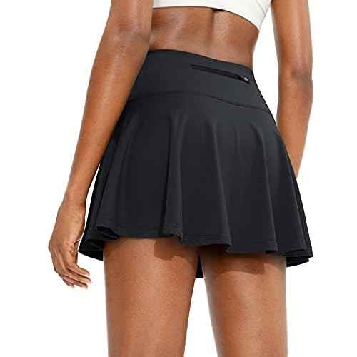 SANTINY Pleated Tennis Skirt for Women with 4 Pockets Women's High Waisted Athletic Golf Skorts Skirts for Running Casual