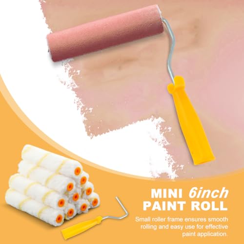 10pcs Paint Roller Covers, 6-inch Nap Shedless Microfiber Roller Cover, House Painting Supplies for Graining Knurling Furniture Cabinets Art Supplies DIY