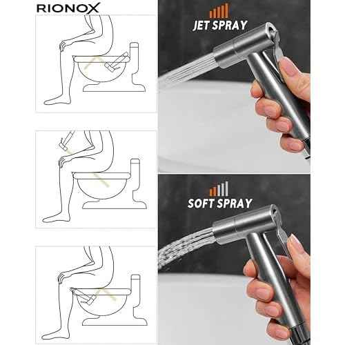 RV Handheld Bidet Sprayer Kit - Trailer, Motorhome, RV Bidet Sprayer, Adjustable Water Pressure Jet for Toilet, Easy Installation, Quality Internals, Leakproof Design, Quality Stainless Steel