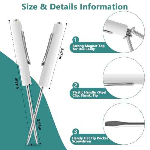 2 Piece Pocket Screwdriver Set with Magnetic Tip and Pocket Clip - Mini Tops and Clips - Ideal Repair Tool for Home, Office, Gadgets - Mechanics, Electricians, Technicians