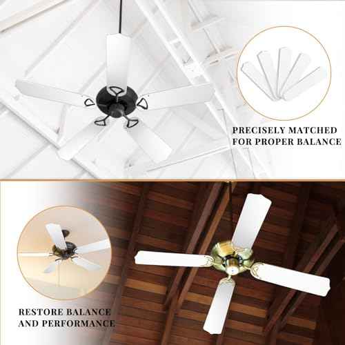 5Pcs Replacement Fan Blades for 42 52 Ceiling Fan Waterproof Weatherproof Blades Replacement for Broken Substitution Indoor Outdoor Summer(White,52 Inch)