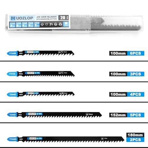 20 PCS Jigsaw Blades£¬Jig Saw Blades with Storage Case,T-Shank jig Saw Blades for Wood, Metal Cutting (20pcs£¨T111C/T144D /T244D/T344D/T744D£©)