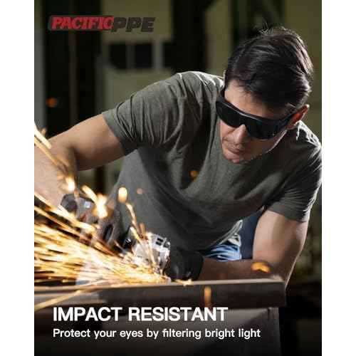 PACIFIC PPE Welding Glasses, ANSI Z87 Work Safety Glasses with Wraparound Lenses, IR Shade 5 Sunglasses for Men and Women, UV Protection