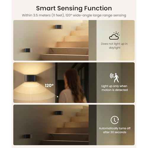 FULEN 4 Pack Motion Sensor Wall Lamp with Remote Control 3 Colors Wireless Wall Light LED Indoor Up and Down Wall Sconce 5000mAh Rechargeable Battery Powered Wall Lamps Brightness Adjustable,Black