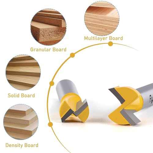 3Pcs Keyhole Router Bits Set 1/4" Shank, Carbide T-Slot Router Bit with 5/16 & 3/8 & 1/2 Inch Blade Diameter for Wood Hex Bolt T-Track Slotting Milling Cutters Set