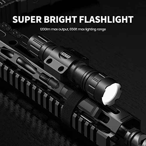 Feyachi FL22 Tactical Flashlight 1200 Lumens LED Light M Lock Rail Mount Ar Flashlight with Pressure Switch