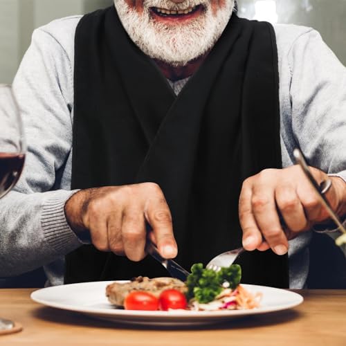 6 Pcs Adult Bibs Scarf for Eating Dignity Dining Protectors Scarf Bibs for Elderly Senior Citizens Washable(Black)