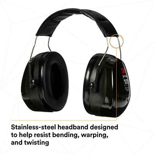 3M - CASH7A Peltor Optime 101 Over-the-Head Earmuff, Hearing Protection, Ear Protectors, NRR 27dB Green
