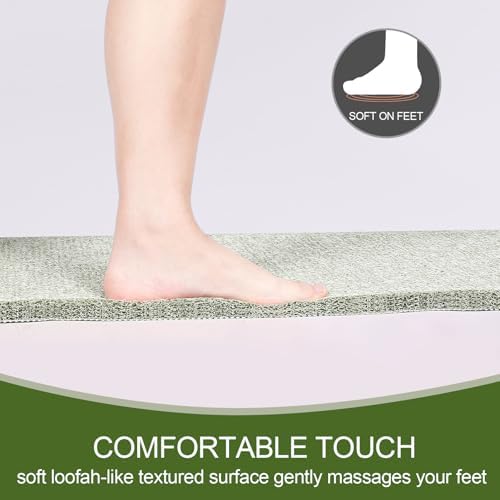 Joyhalo Shower Mats for Showers Anti Slip for Elderly, 32'' x 24'' Non Slip Bath Mat for Inside Shower, Bath Tub Mats for Bathroom Non Slip for Shower, PVC Loofah Bathroom Mats, Mint Green