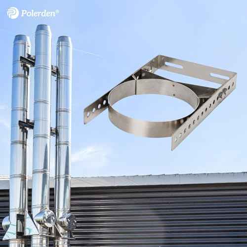 Adjustable Wall Support Bracket(8" Inner Ring) for Wood Stove Pipe, 6" Double Wall Chimney Pipe, 304 Stainless Steel Adjustable Wall Bracket, Chimney Pipe Holder, Fireplace Pipe Wall Bracket