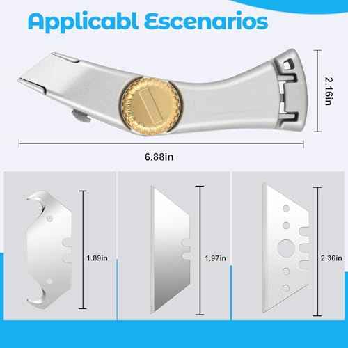 2PCS Silver Retractable Utility Roofing Knife, Heavy Duty Utility Knife for Drywall, Vinyl, Carpet Cutting, Metal Roofing Tools with Portable Storage Sheath, Replacement Blades£¨Upgraded£©