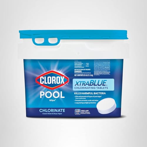 Clorox® Pool&Spa™ XtraBlue 3” Swimming Pool Chlorinating Tablets, Kills Bacteria & Stops Algae (25 LB)