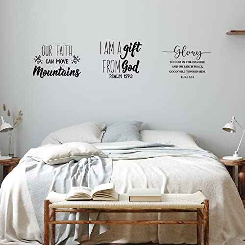 Sabary 12 Pcs Bible Verse Wall Decals Stickers Religious Scripture Wall Art Decor Inspirational Quotes Christian Peel and Stick Motivational Decor for Bedroom Living Room(Stylish Style)