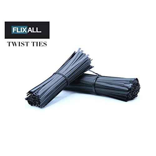 5 inches Twist Ties Pack of 250 - Premium Quality Reusable Black Plastic Coated Ties for Household and Office use