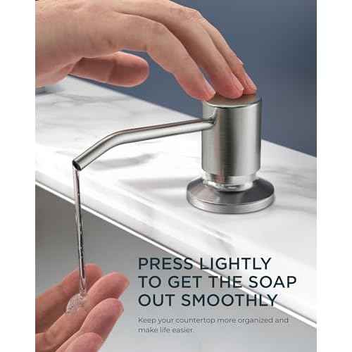 FORIOUS Kitchen Faucet with Soap Dispenser, Brushed Nickel Stainless Steel Sink Faucet with Pull Out Sprayer Modern Single Handle Suitable for Bar RV Farhouse Laundry Outdoor